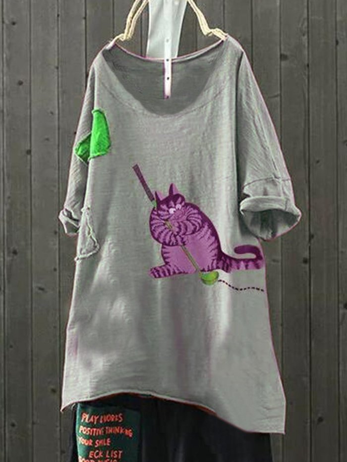 Cotton-Blend Short Sleeve Shirts & Tops