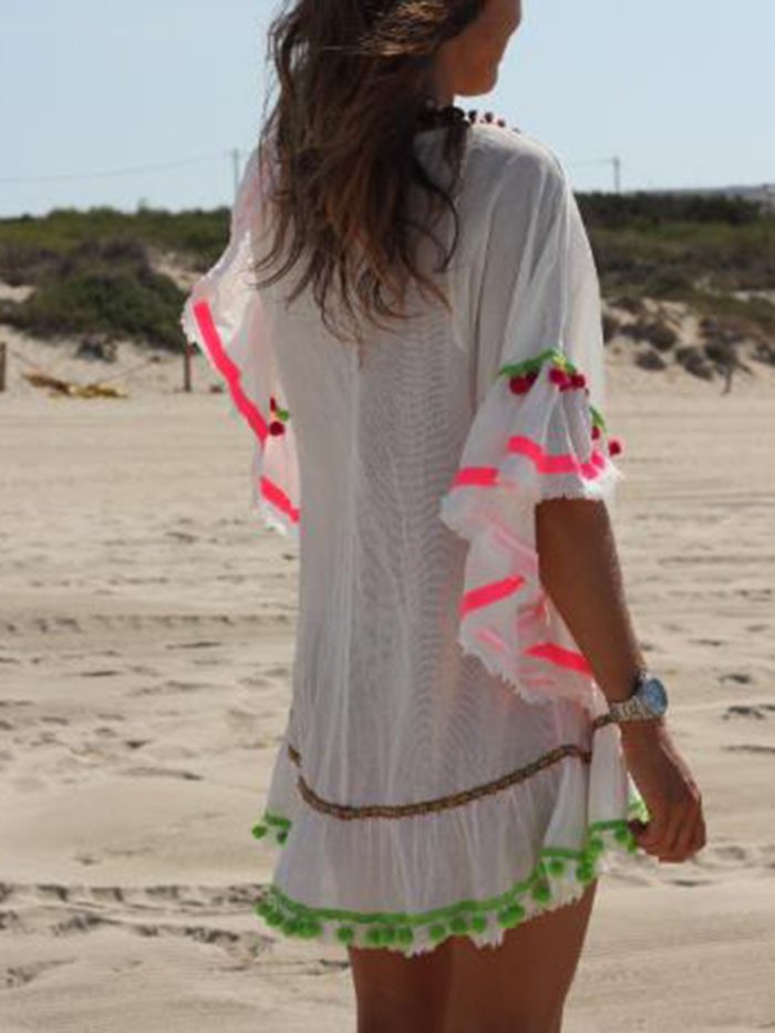 Casual Square Neck 3/4 Sleeve Dress
