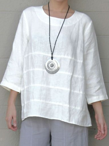 3/4 Sleeve Ruffled Casual T-Shirt