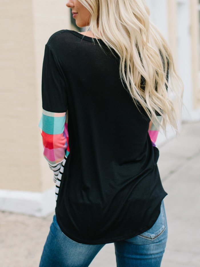 Multicolor Geometric Color Catching Simple & Basic T-Shirts