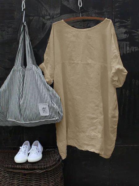 Cotton Half Sleeve Solid Casual Tops