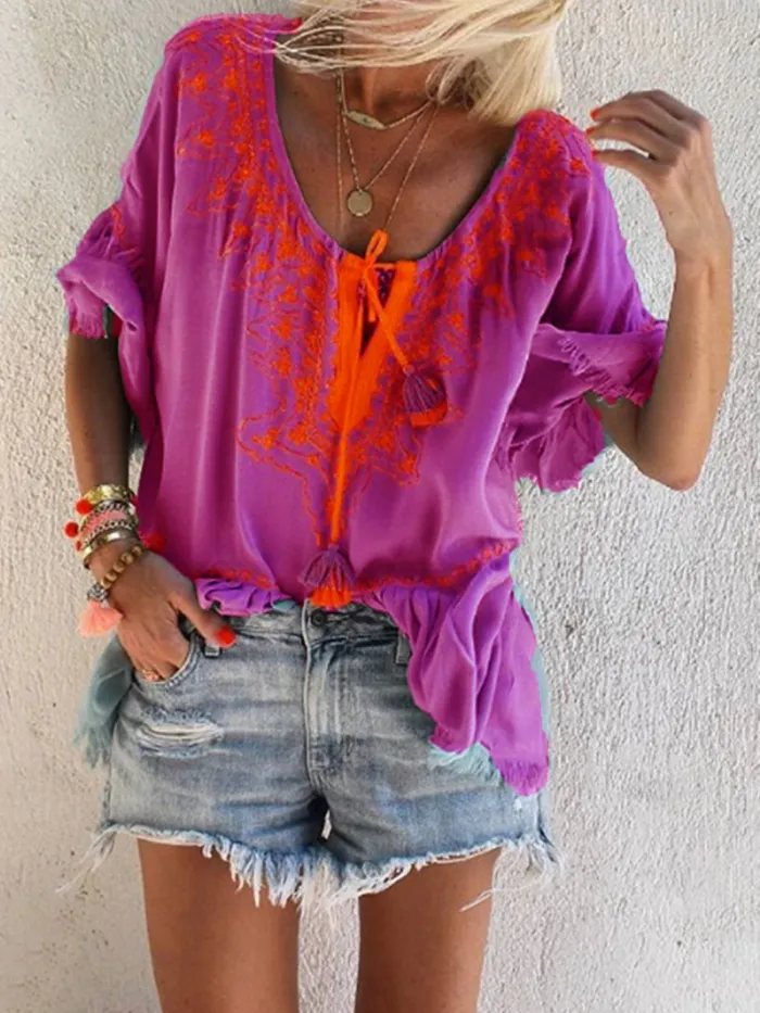 Women Casual V Neck Tops