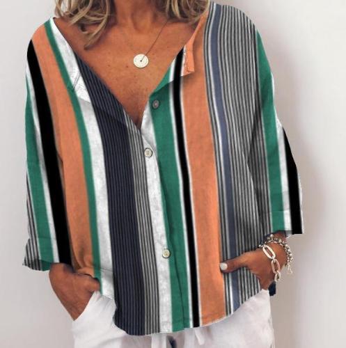 Stripes-Printed Casual Shirts & Tops Plus Size
