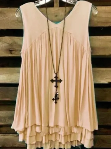 Casual Solid Sleeveless V Neck Shirts