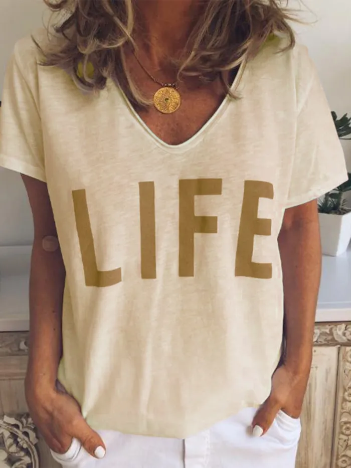 Casual V Neck Short Sleeve Shirts