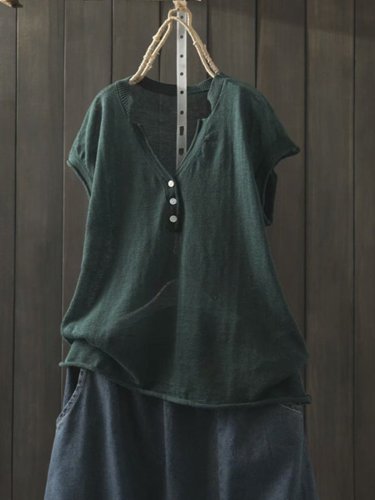 V Neck Short Sleeve Casual Shirts & Tops