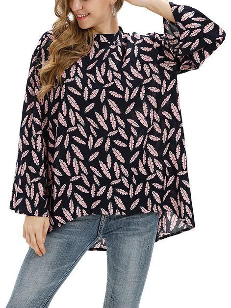 As Picture Casual Asymmetrical Cotton-Blend Shirts & Tops