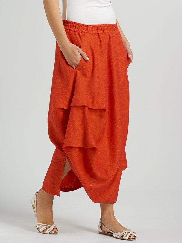 Casual Plus Size Solid Skirt With Pockets