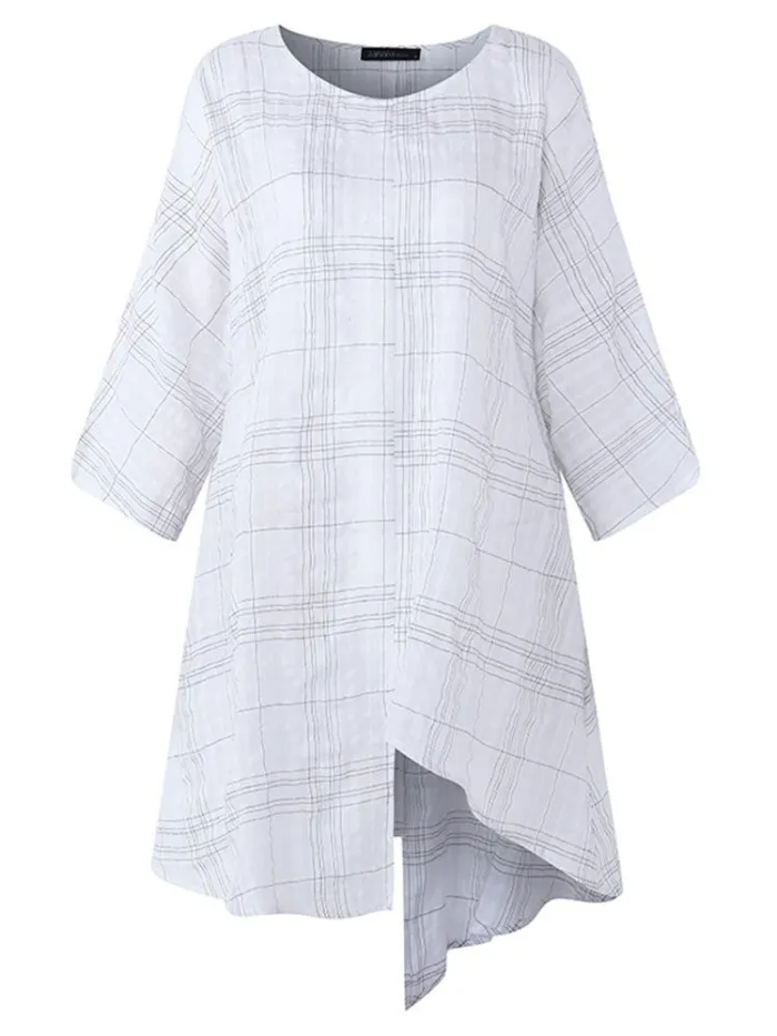 Casual Solid Half Sleeve Crew Neck Blouse