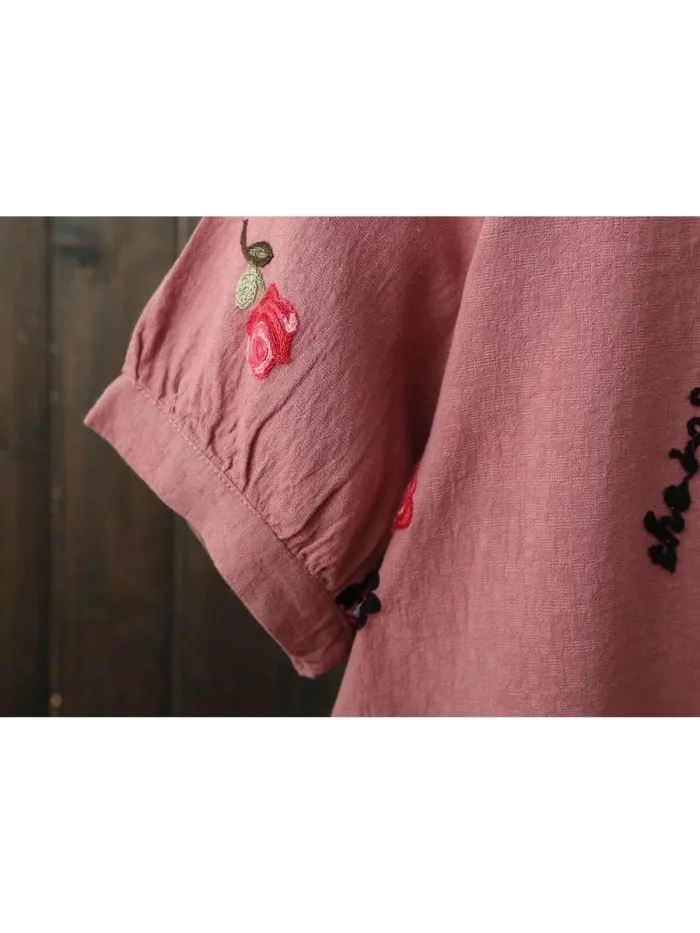 Women Casual Embroidery Tops Tunic T Shirt