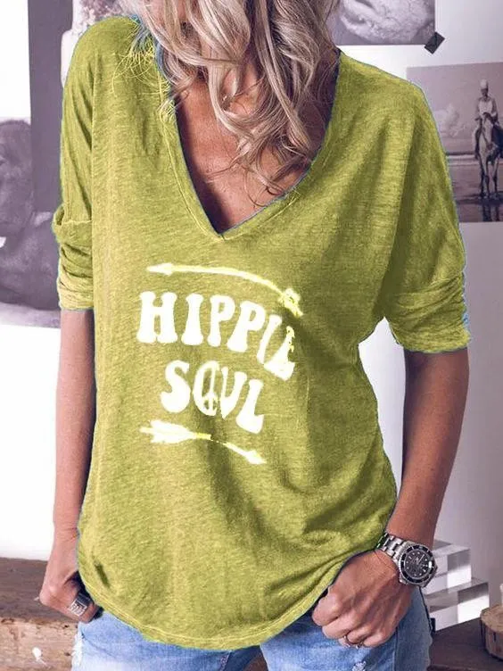 V Neck Casual Letter Short Sleeve Shirts & Tops