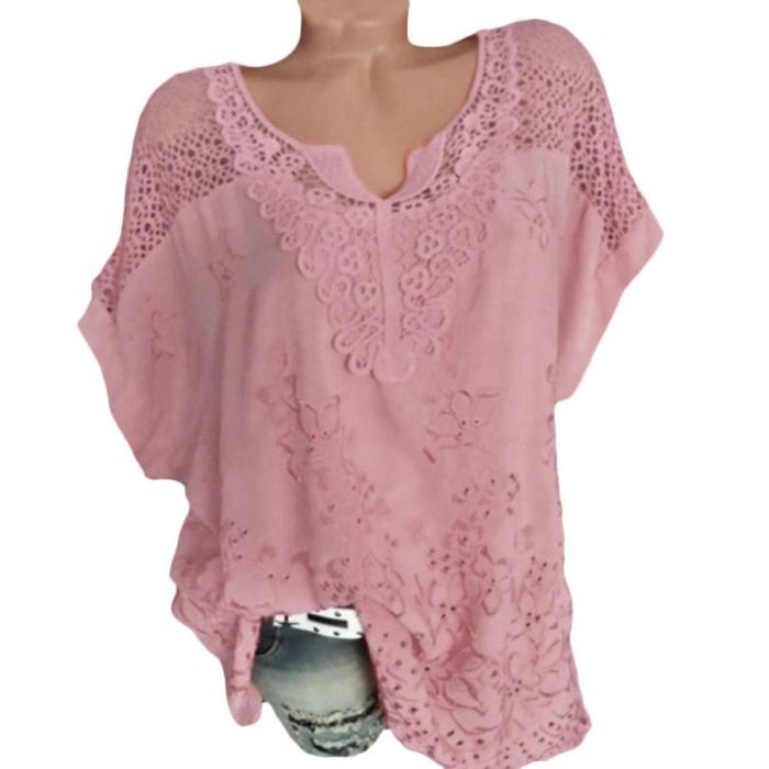 Solid Cotton-Blend V Neck Shirts & Tops