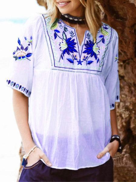 Floral Cotton Vintage Shirts & Tops