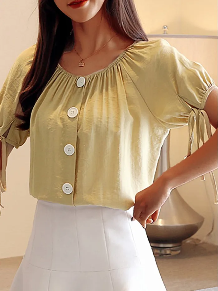 Plus Size Women Short  Sleeve  Off Shoulder  Solid   Casual  Tops