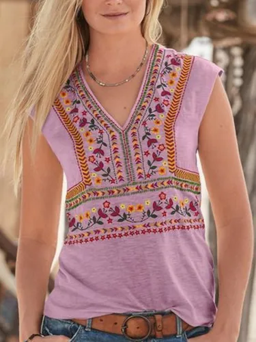 Sleeveless V Neck Shirts & Tops