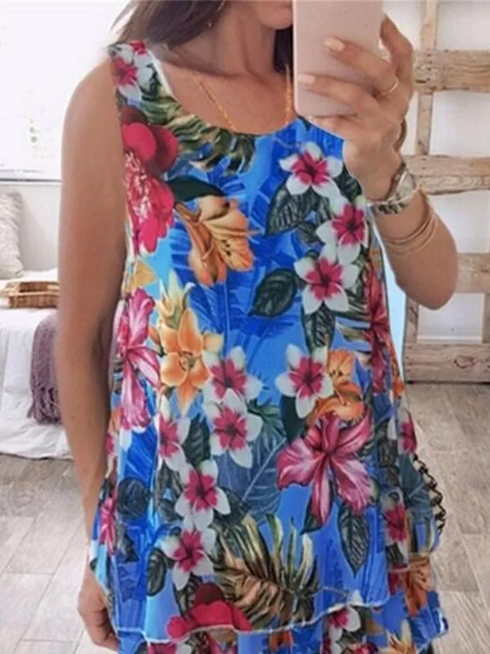 Casual Floral Square Neck Shirts & Tops