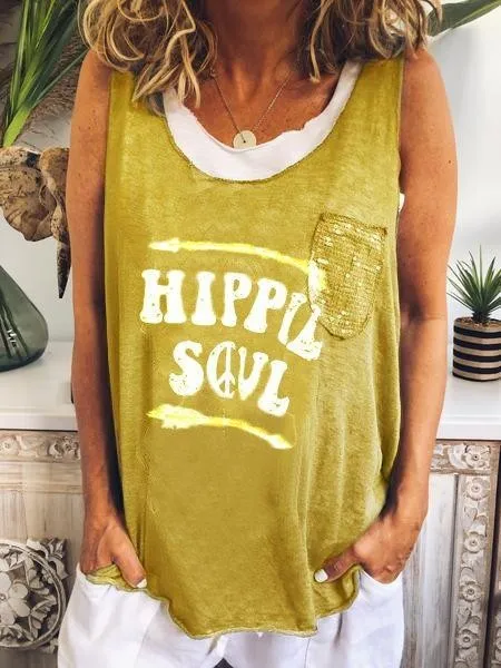 Round Neck Sleeveless Cotton-Blend Plain Shirts & Tops