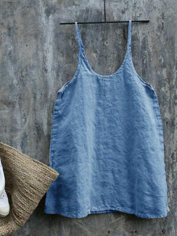 Solid Spaghetti-Strap Shirts & Tops