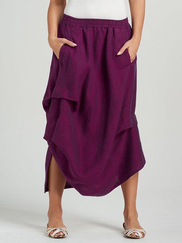 Casual Plus Size Solid Skirt With Pockets