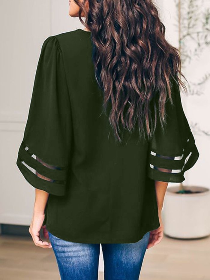 Vintage Solid Color Blouses For Women