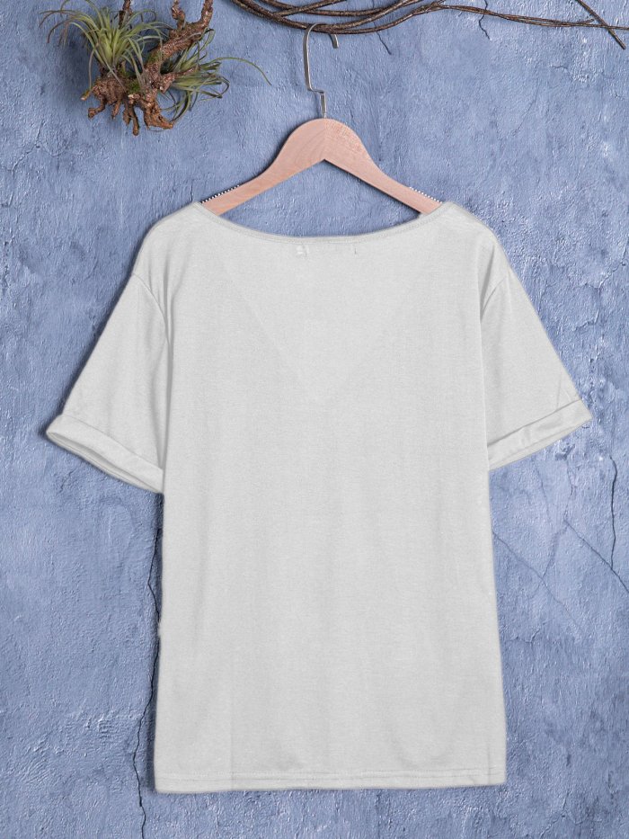 Casual Solid V Neck Shirts & Tops