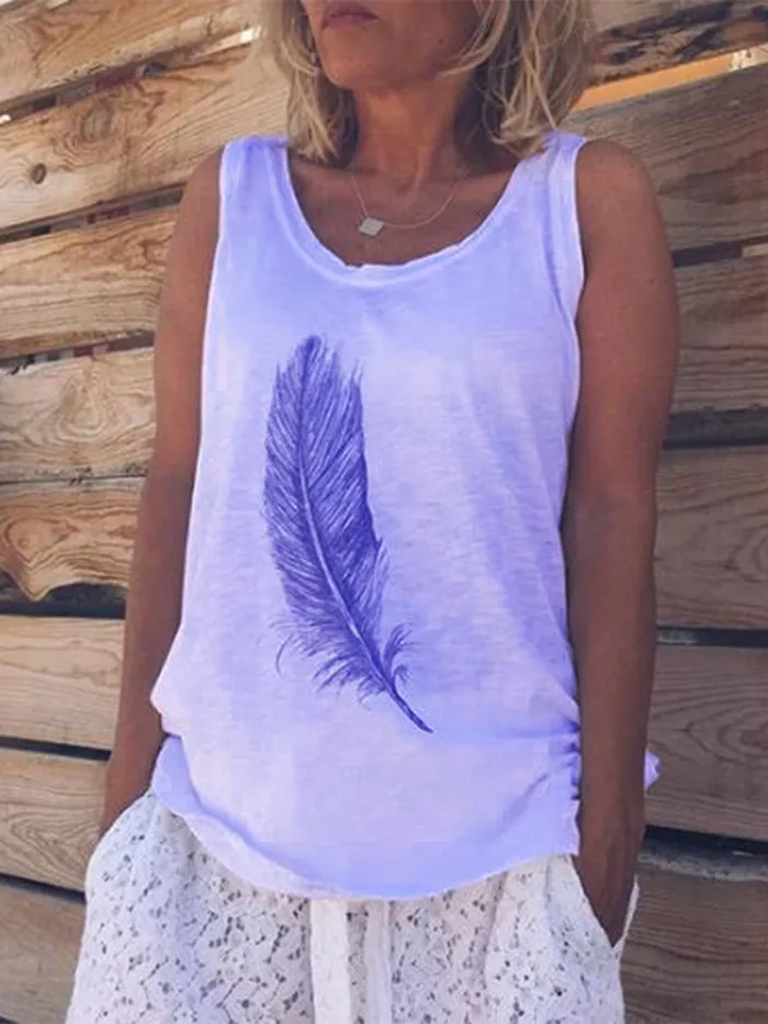 Casual Sleeveless Printed Round Neck Shirts