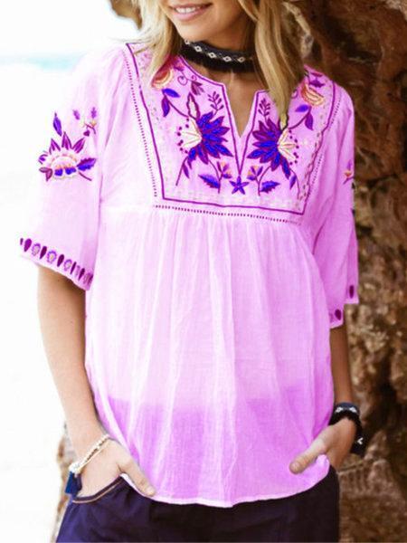 Floral Cotton Vintage Shirts & Tops