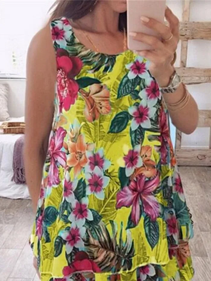 Casual Floral Square Neck Shirts & Tops