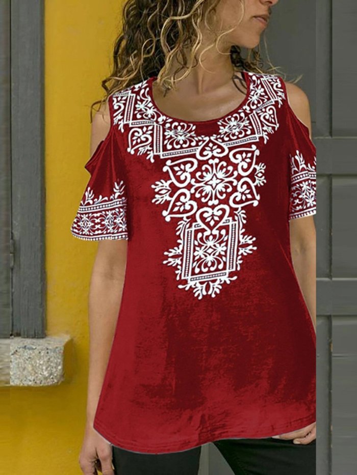 Women Casual Printed Tops Tunic T Shirt