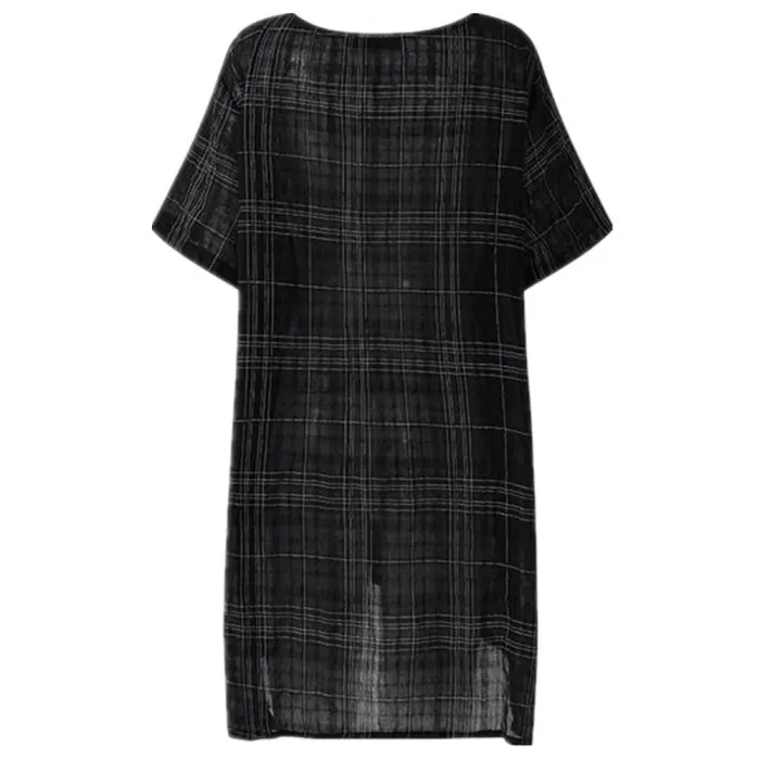 Women Casual Loose Tops Tunic Plaid Blouse Shirt