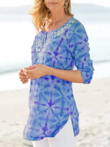 Pink Printed/dyed Long Sleeve Shirts & Tops