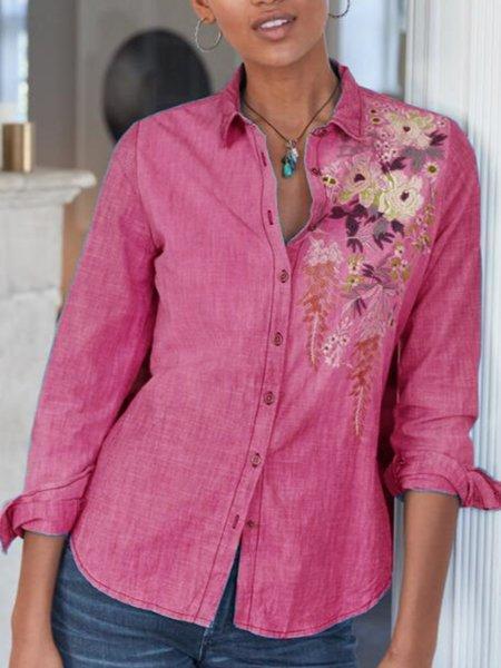 Shirt Collar Long Sleeve Shirts & Tops