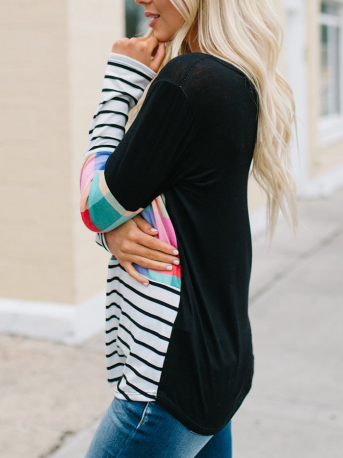 Multicolor Geometric Color Catching Simple & Basic T-Shirts