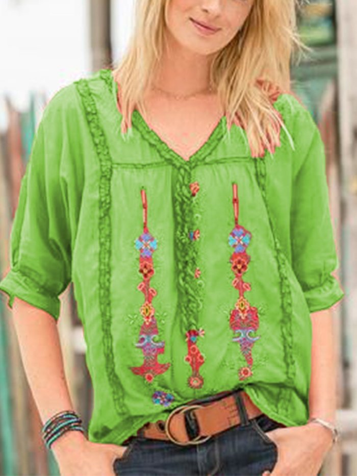 V Neck Short Sleeve Shirts & Tops