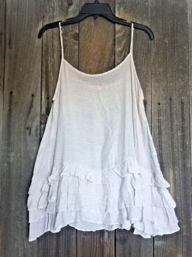 Plus Size Casual Solid Cotton Sleeveless Tops