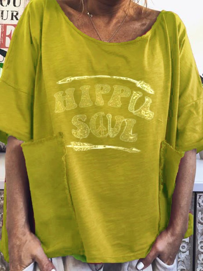 Cotton-Blend Crew Neck Casual Shirts & Tops