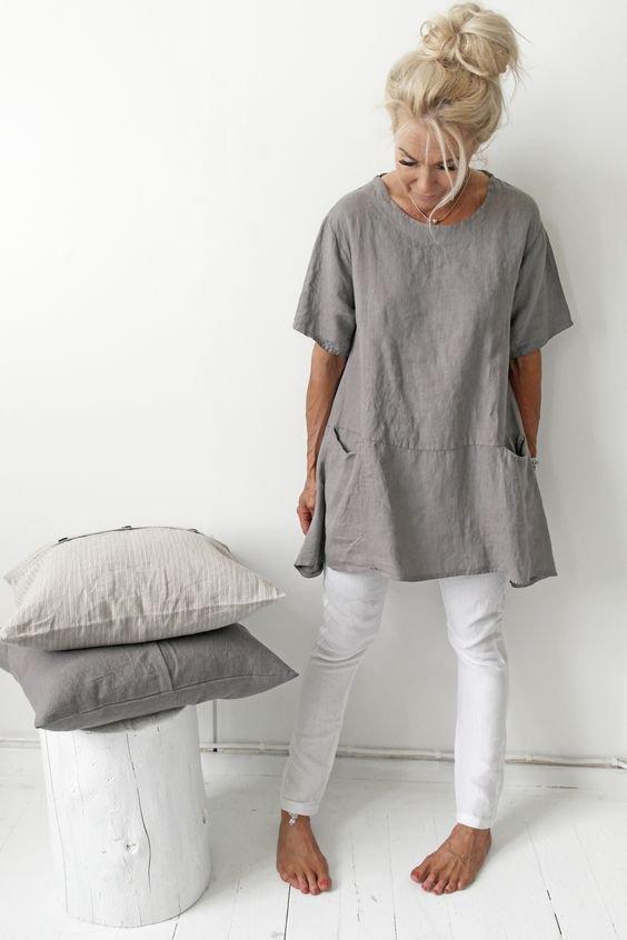 Short Sleeve Crew Neck Pockets Shirts Daily Plus Size Tops