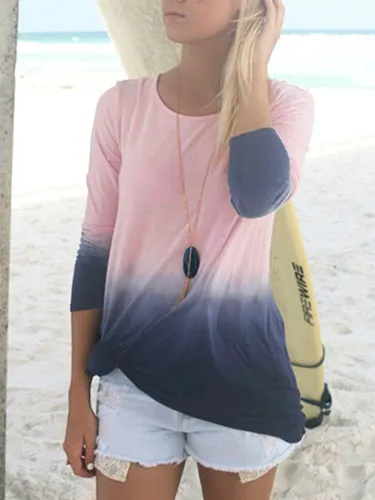 Casual Ombre/tie-Dye Cotton Shirts & Tops