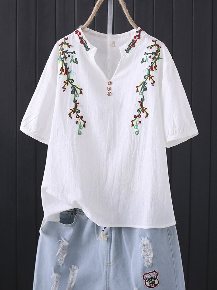 Short Sleeve V Neck Shirts & Tops