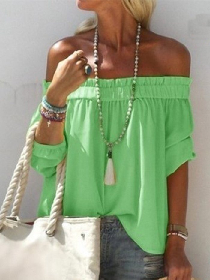 Women Casual Off Shoulder Tops Tunic Blouse Shirt