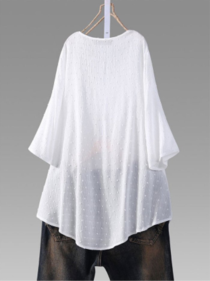 Women Casual Loose Lace Cutout Tops Tunic Blouse Shirt