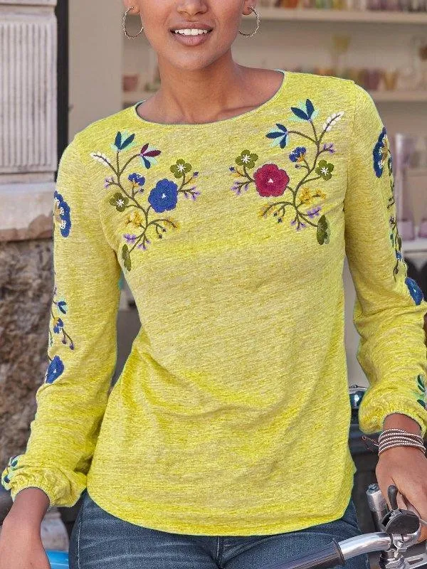 Crew Neck Long Sleeve Shirts & Tops