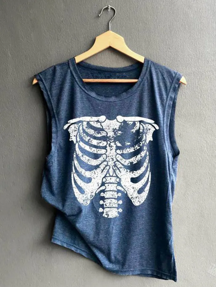 Sleeveless Printed/dyed Round Neck Shirts & Tops