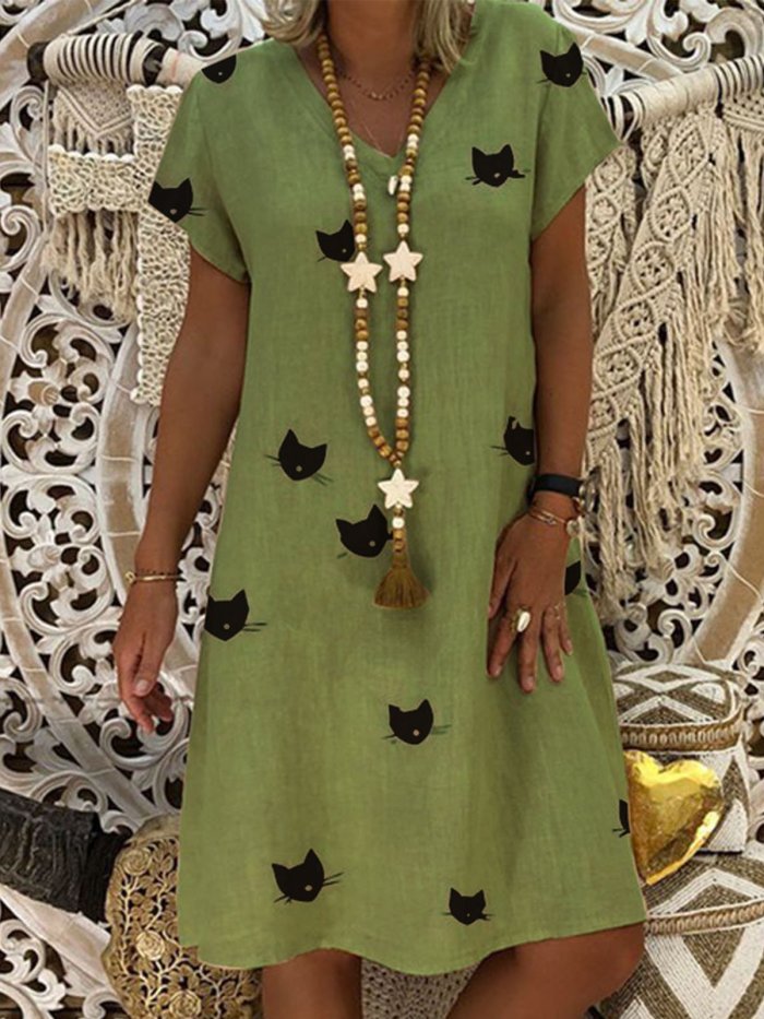 V Neck Short Sleeve Summer Dresses