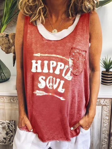 Round Neck Sleeveless Cotton-Blend Plain Shirts & Tops