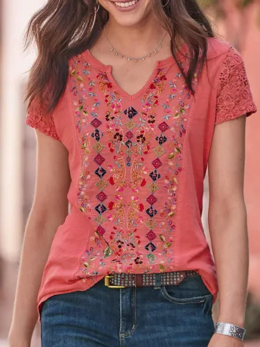 Short Sleeve Plain Casual Shirts & Tops