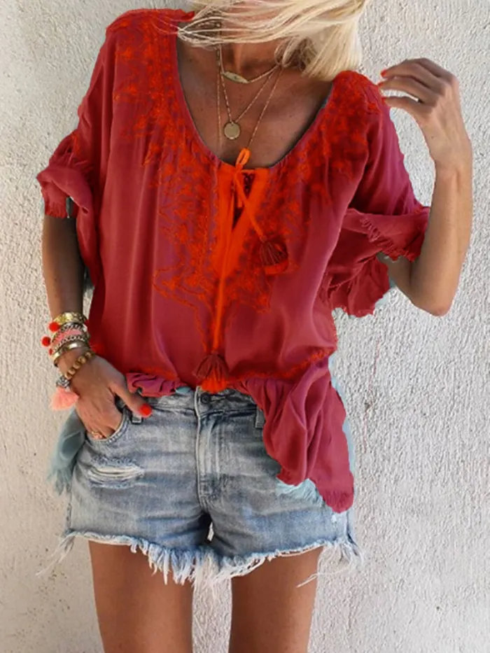 Women Casual V Neck Tops