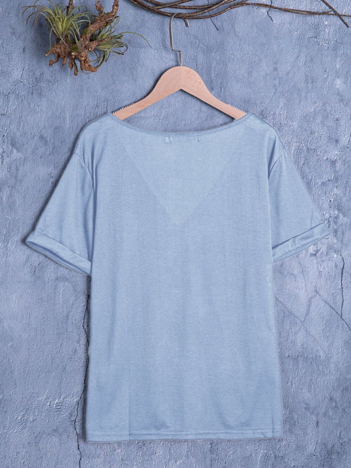 Casual Solid V Neck Shirts & Tops