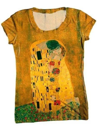 Women Yellow Vintage Round Neck Shirts & Tops