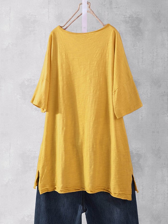Animal Round Neck Casual Cotton-Blend Shirts & Tops